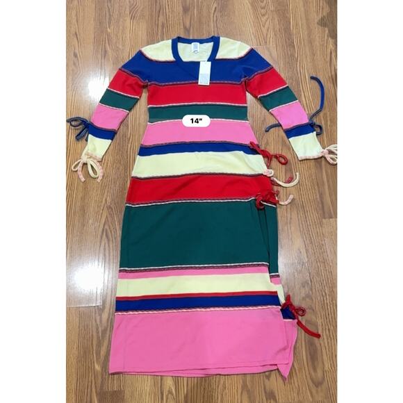 Rosie Assoulin Bow-Detailed Striped Wool Midi Fitted Dress XS Multicolor Runway - Picture 10 of 16